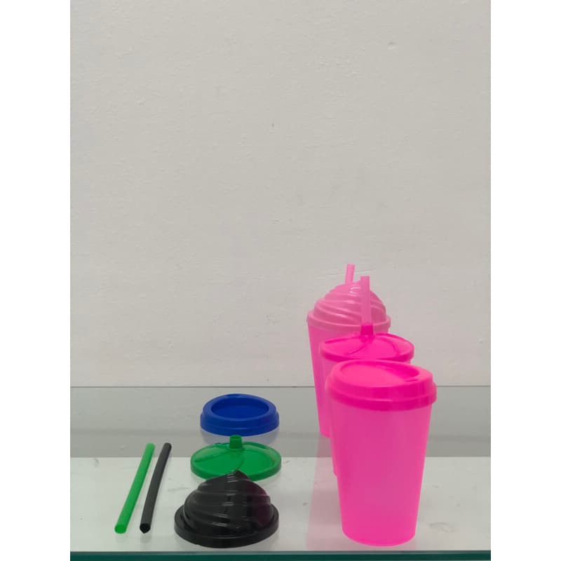 Copos ECO com Tampa 300ml Ecológico KIT 15 UNIDADES , Flexível, Não Quebra, Copo Plástico PP, Festa Infantil