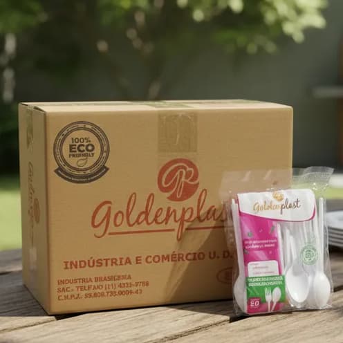 Colher Sobremesa Descartável Goldenplast Branca C/ 1000 UNDS