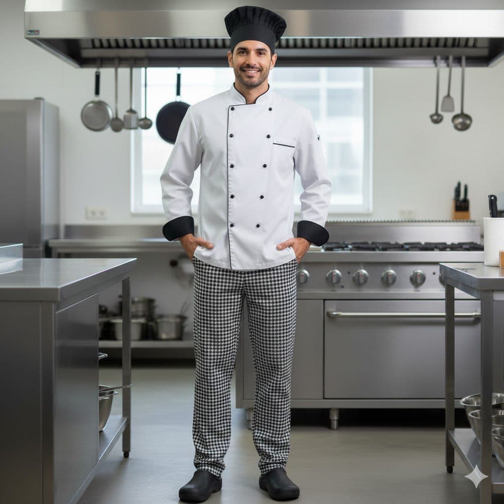 Kit 2 Calças de Cozinheiro Chef Xadrez Unissex | Uniforme Gastronomia | Confortável | Cós Elástico | Não Mancha