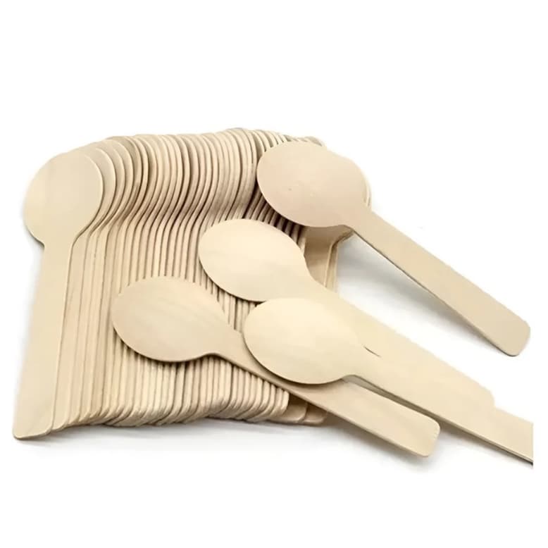 kit Colher de madeira 500 unidades Descartável bambu biodegradavel para doces e festas lembrancinhas