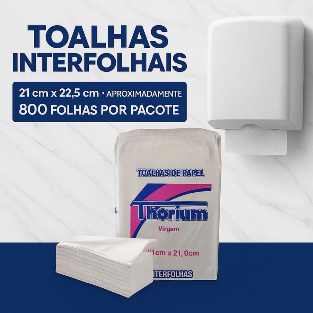 Papel Toalha Interfolha Virgem 22,5x21cm Premium 800 folha dupla Cozinha Comercio Restaurante Folha