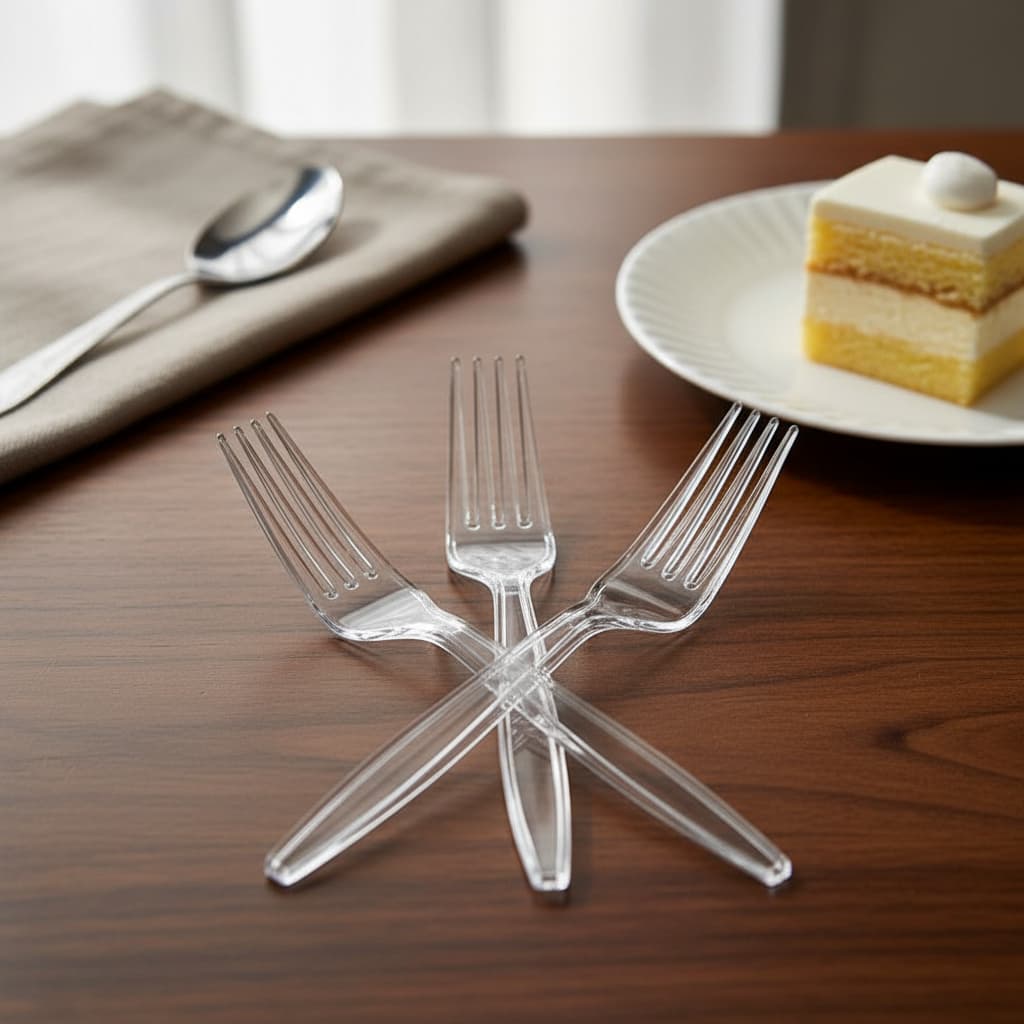 500 Garfos Reforçado Refeição Churrasco Transparente Descartável