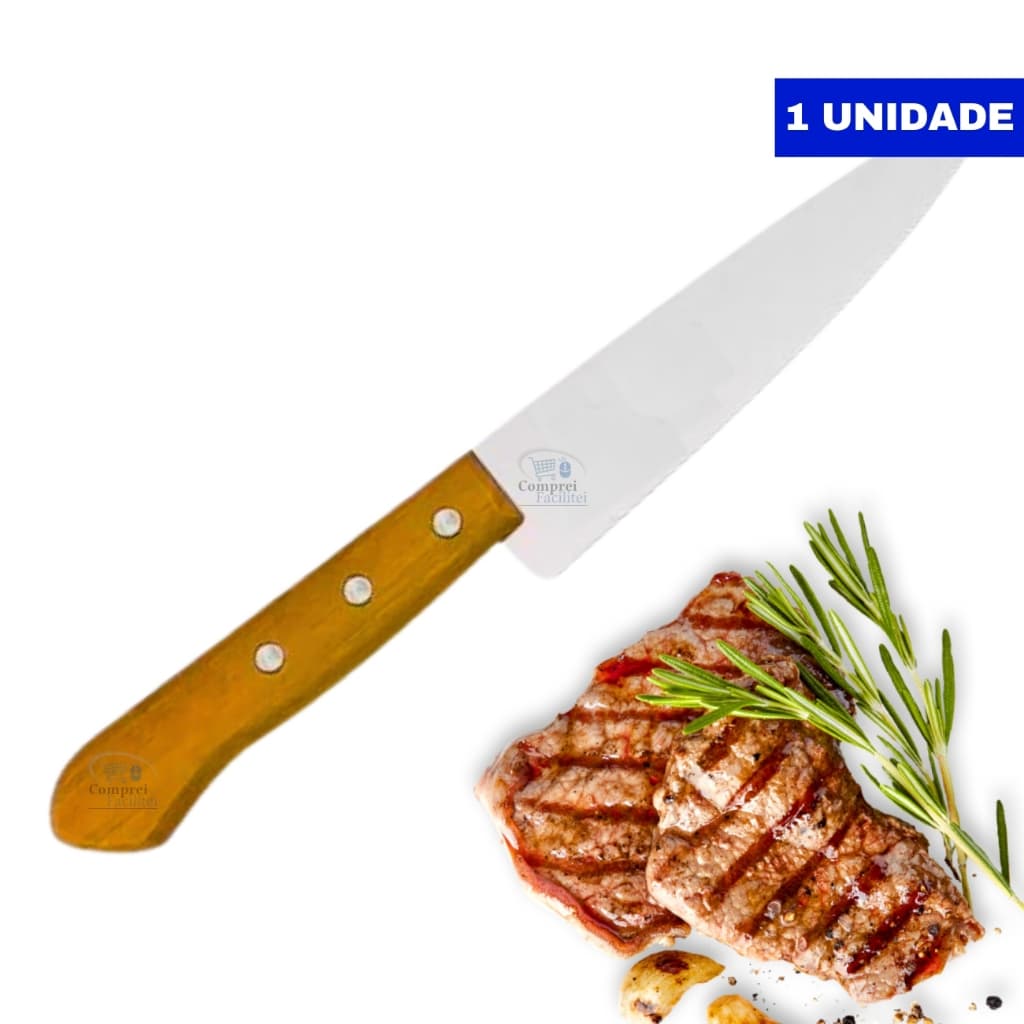 Kit 200 Faca De Cozinha Inox Profissional 6" Do Chef Cabo Madeira 27,8 CM