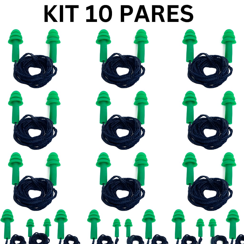Kit 10 Pares Protetor Auricular Auditivo Silicone Com Cordão Maxxi Royal