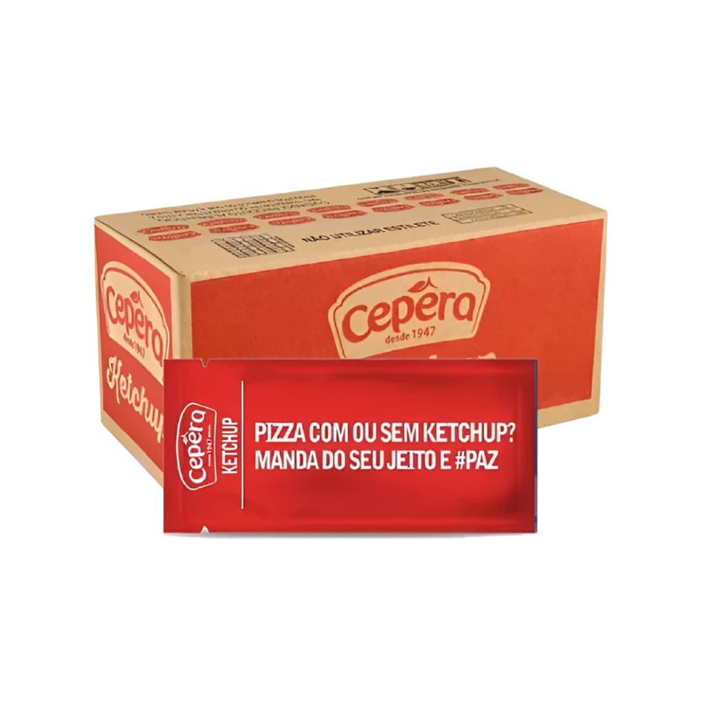 Ketchup Cepêra Sachê Tradicional Caixa 154 Unidades 7g Lanchonete Restaurante Bar Delivery Sabor Qualidade Premium