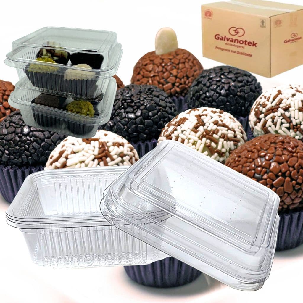 20 POTES GALVANOTEK G650 200ML COM TAMPA IDEAL PARA CONFEITARIA, DELIVERY E FESTAS