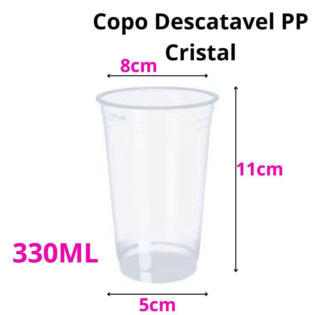 COPO 300ML/330ML DESCARTÁVEL CHOPP SUCO PP LISO 100 UNIDADES - FESTAS EVENTOS BARES RESTAURANTES