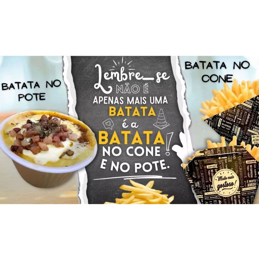 Painel Adesivo Parede Decorativo Batata No Cone Pote Frita Salgada Porção