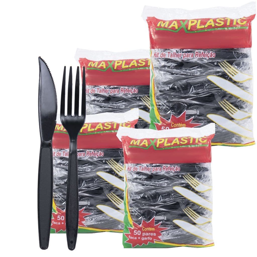 Kit 200 Garfos + 200 Facas Master Talher Reforçado em Sachê Higiene e Praticidade