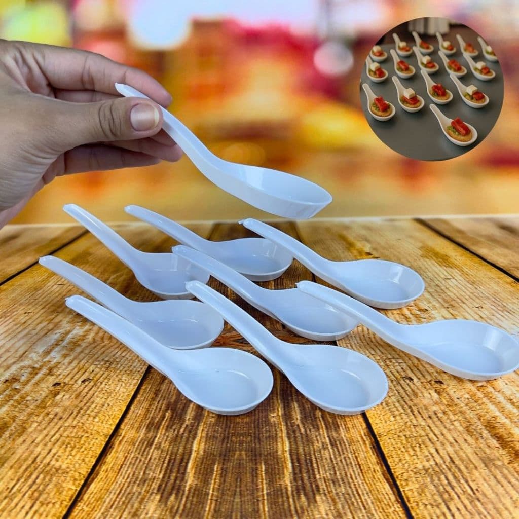 200 COLHER INDIANA PARA CANAPÉ BUFFET BRANCA  PLASTILANIA