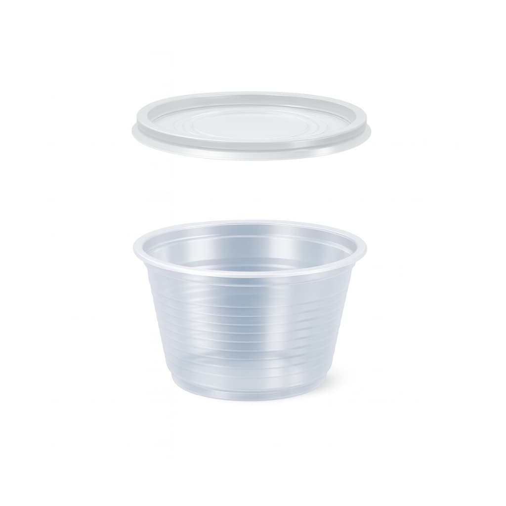 Kit Pote Molho 100ml c/ Tampa Copaza 100un Delivery Restaurante Lanchonete Porções Feijoada Marmitex Resistente Cozinha