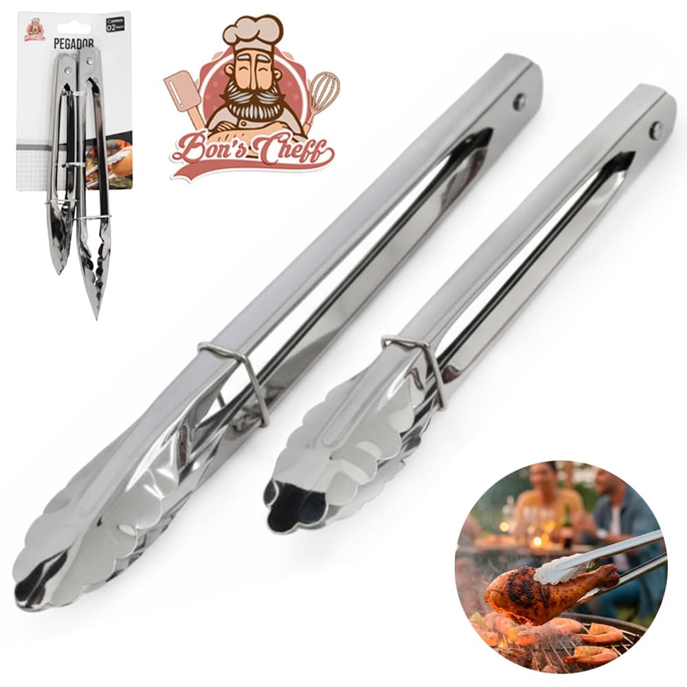 PEGADOR DE SALADA DE INOX COM MOLA E TRAVA COM 2 PECAS 22,5CM / 18CM Código 4273908
