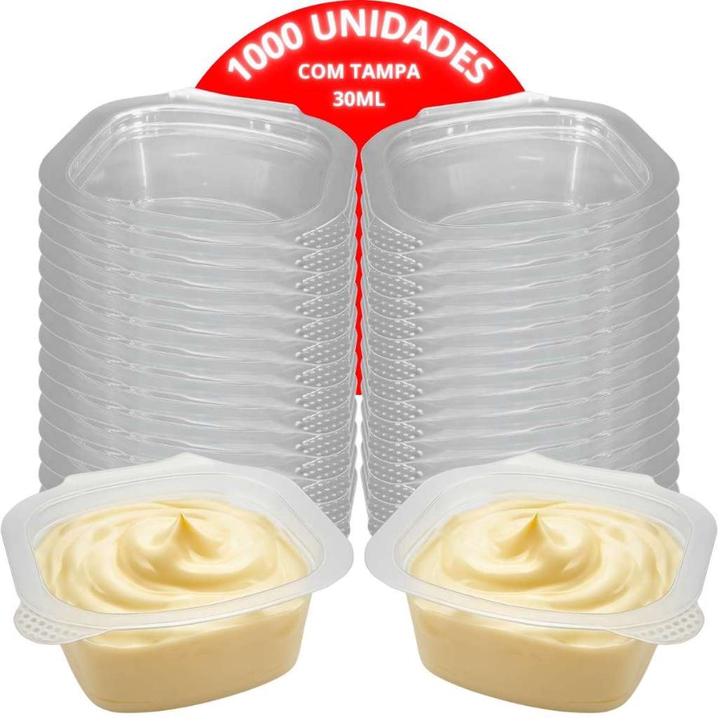 Pote Molheira Plástica Embalagem Descartavel 30Ml Bar Restaurante Delivery Kit 1000 Unidades