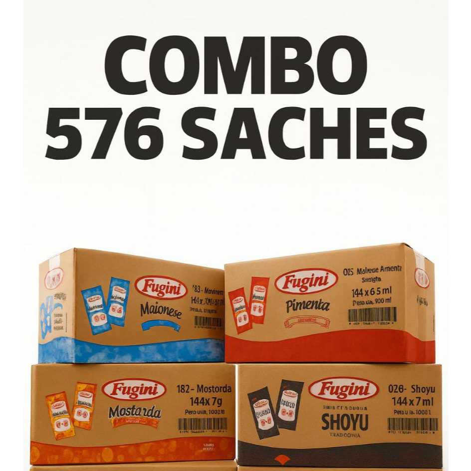 Combo de 4 Caixas,2 Caixas ou 1 Caixa de Sachês  • Ketchup/Mostarda/Maionese/Pimenta/Shoyu