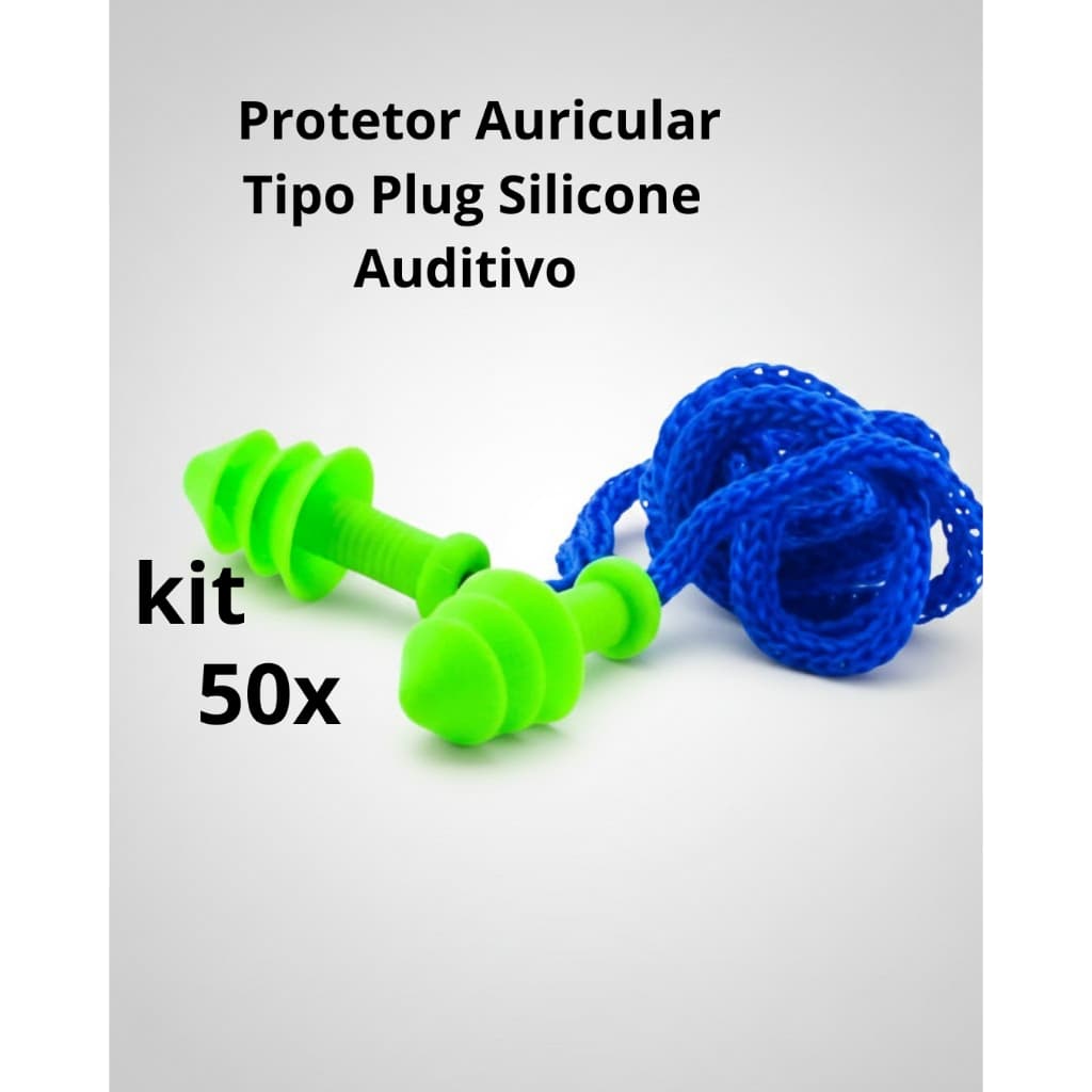 Kit Protetor Auricular Tipo Plug Silicone Auditivo Com Cordão Quantum  14db Libus Com CA