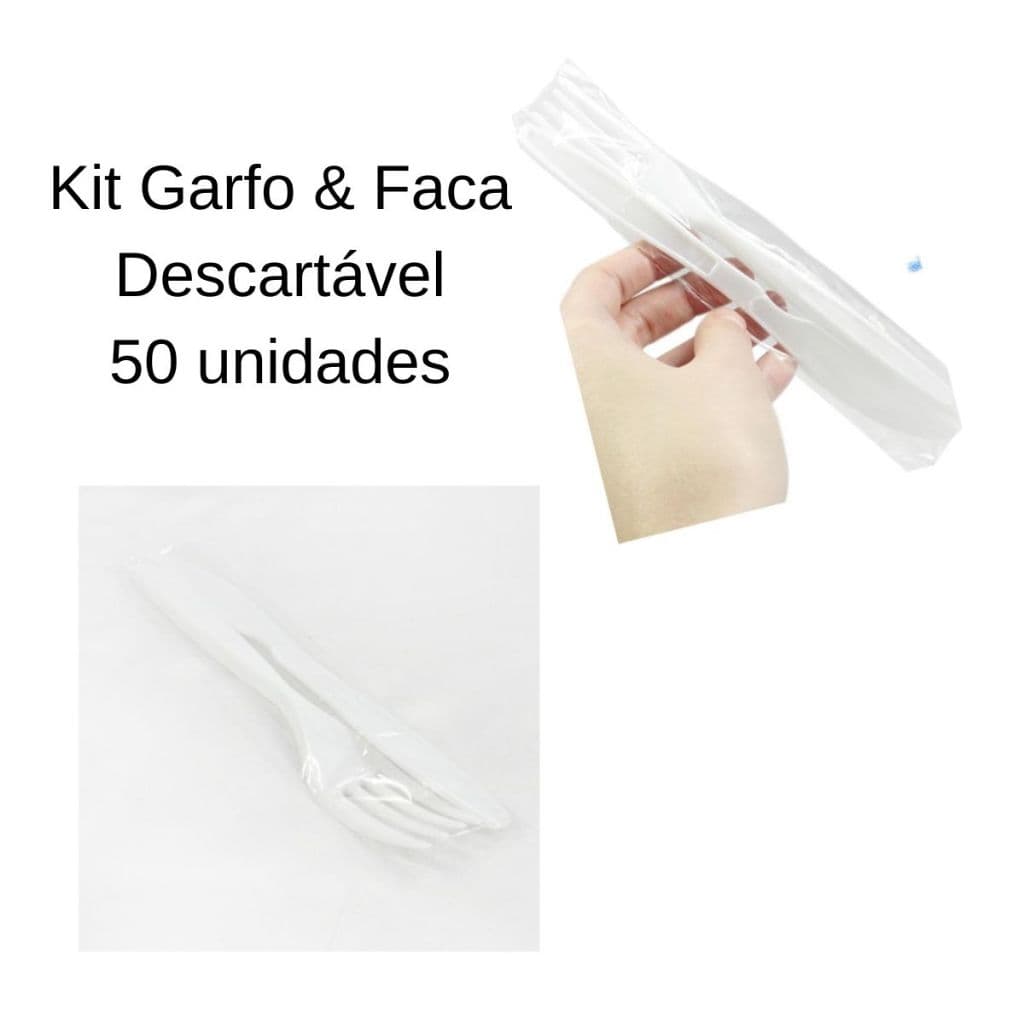 Kit Garfo Faca Refeição Embalado Individual Reforçado Delivery Marmita Com 50 Pares