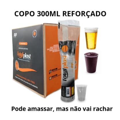Copo PP Reforçado 300ml Descartável Para Chopp Resistente 500~2000 Unid Totalplast