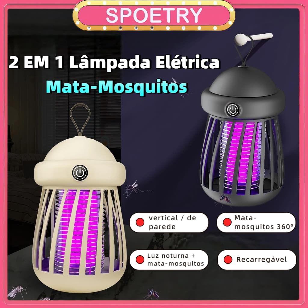 Lâmpada Elétrica Mata-Mosquitos Com Luz UV Usb Armadilha Para Insetos recarregável USB 2 em 1