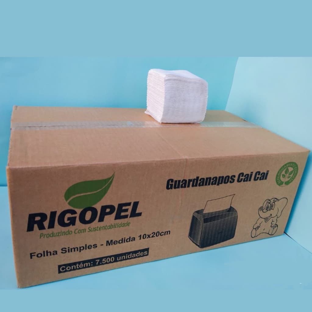 Guardanapo de Mesa Cai Cai Interfolha para Dispenser / Suporte de Guardanapos 7.500 Folhas Branca CX