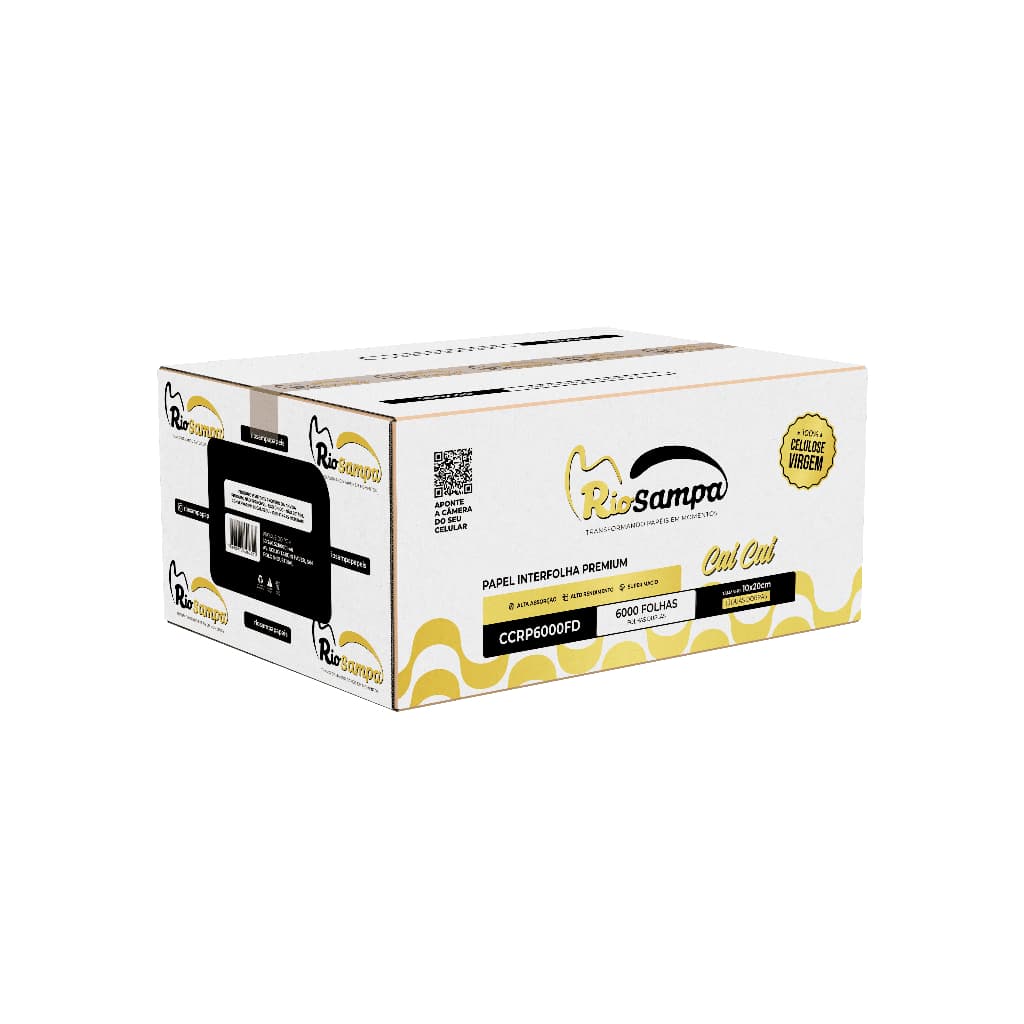 Papel Toalha Interfolha Cai Cai RioSampa Folha Dupla 100% Celulose 6000 Folhas