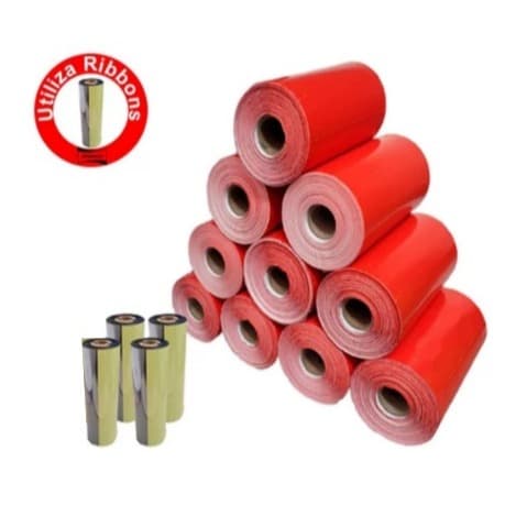 *ENVIO IMEDIATO* 10 (DEZ)  ROLOS ETIQUETA GÔNDOLA  (VERMELHO) + 4 RIBBONS // ZEBRA - ARGOX - ELGIN