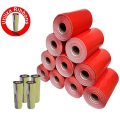 *ENVIO IMEDIATO* 10 (DEZ)  ROLOS ETIQUETA GÔNDOLA  (VERMELHO) + 4 RIBBONS // ZEBRA - ARGOX - ELGIN