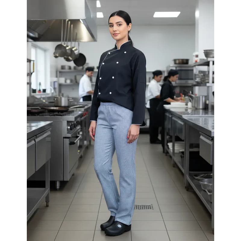 Calça Xadrez Cozinha Uniforme Gastronomia Chef Cozinheiro Restaurante Unissex Algodão com Bolso Traseiro