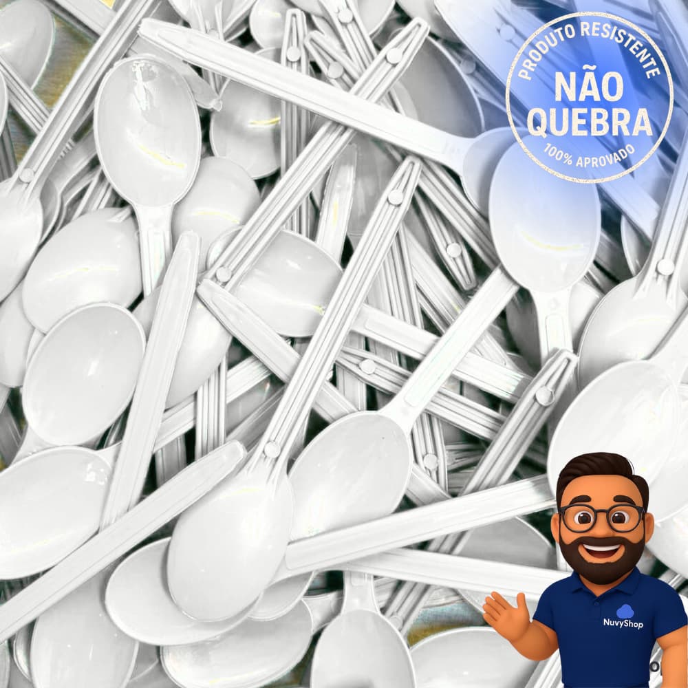 1.000 UNI Colher BRANCA para Festas Sobremesa Sorvete Bolo Açai 13 cm.