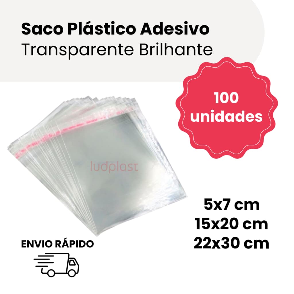 100 un Saco Plástico PP Adesivado Adesivo Autocolante Transparente 5x7 15x20 20x30
