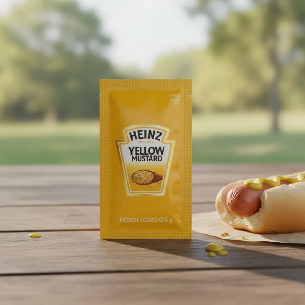 Molho De Mostarda Yellow Em Caixa Com 144 Sachês De 5g Heinz Delivery Restaurante Lanchonete Pastel