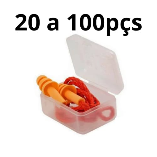 kit 50 PROTETOR AURICULAR DE SILICONE COM CORDÃO 14db SALMÃO