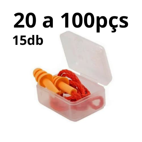 KIT 20 a 100 PROTETOR AURICULAR DE SILICONE COM CORDÃO 15db SALMÃO