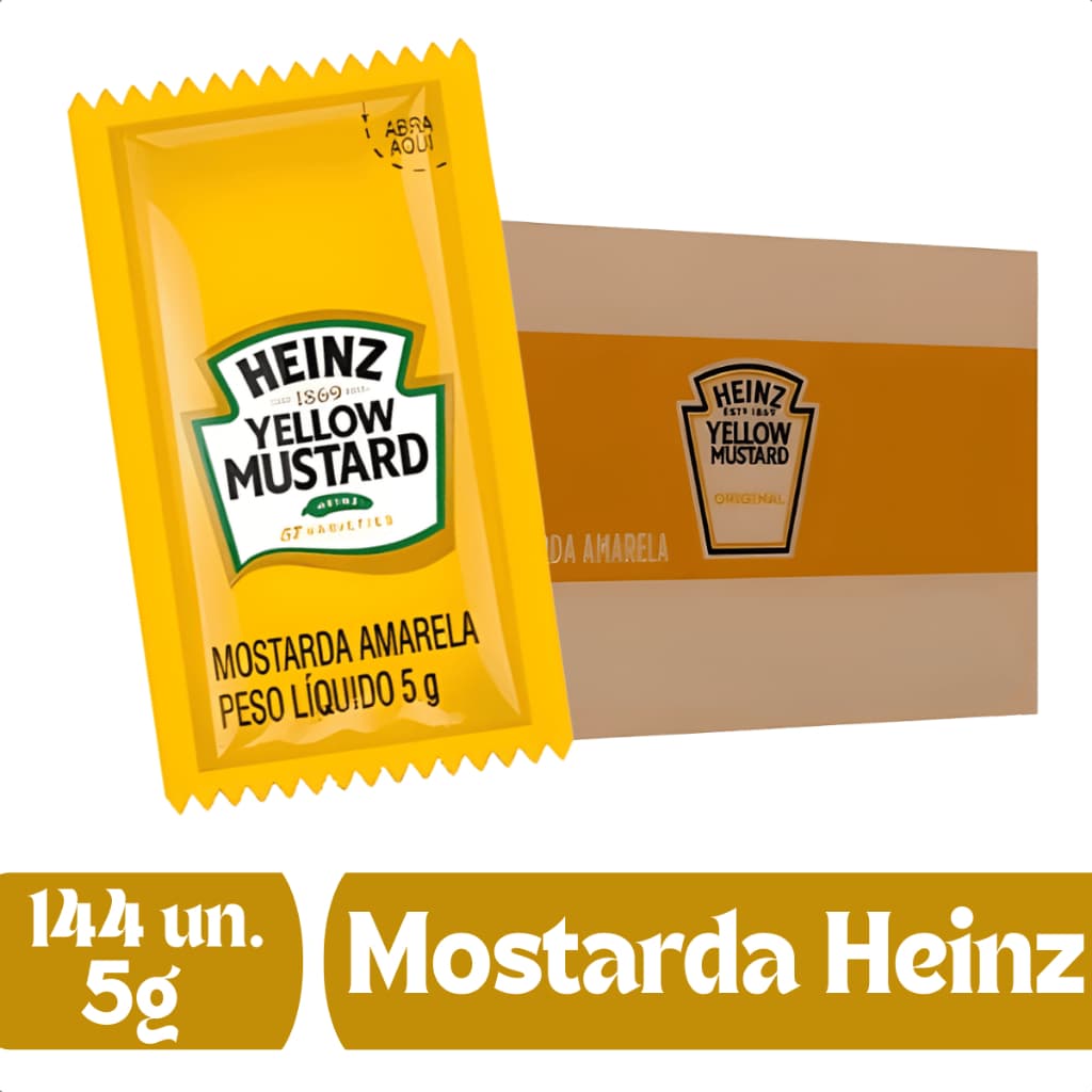 Mostarda Heinz Sachê 7g Caixa com 144 Unidades Ideal para Lanchonetes Delivery