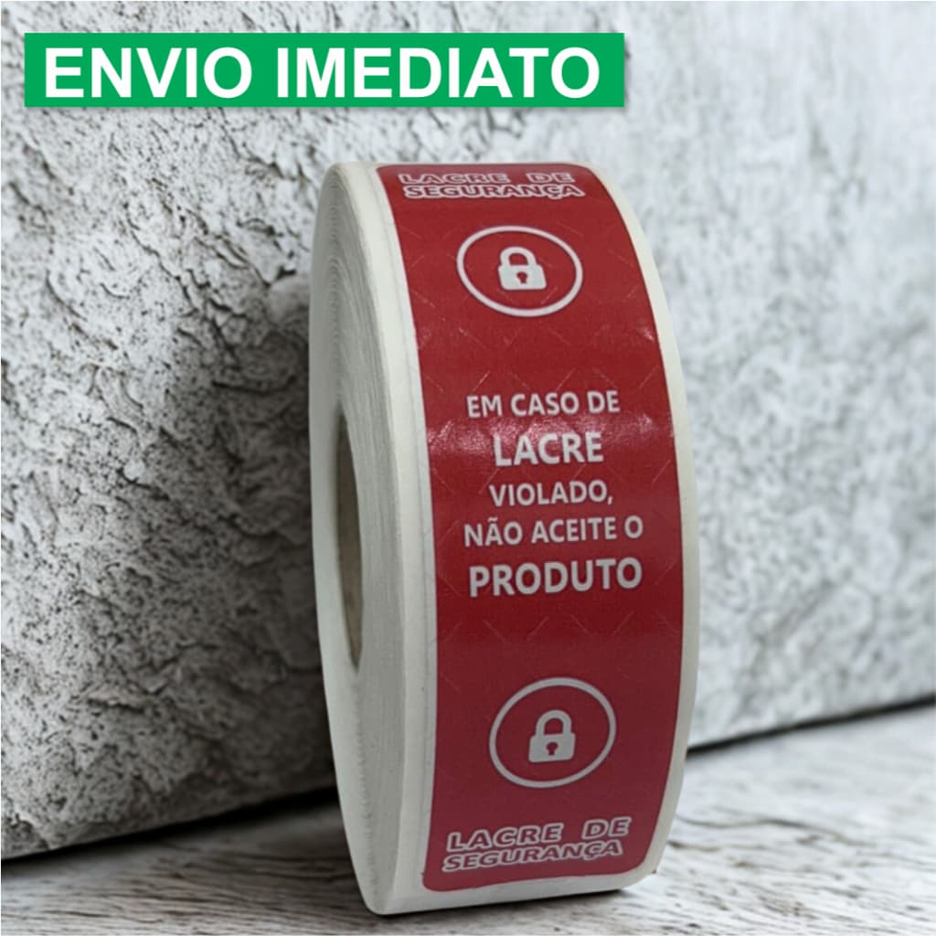 500 Lacres Para Embalagem Delivery Sacola Segurança Adesivo 3x12cm - Cad. Vermelho