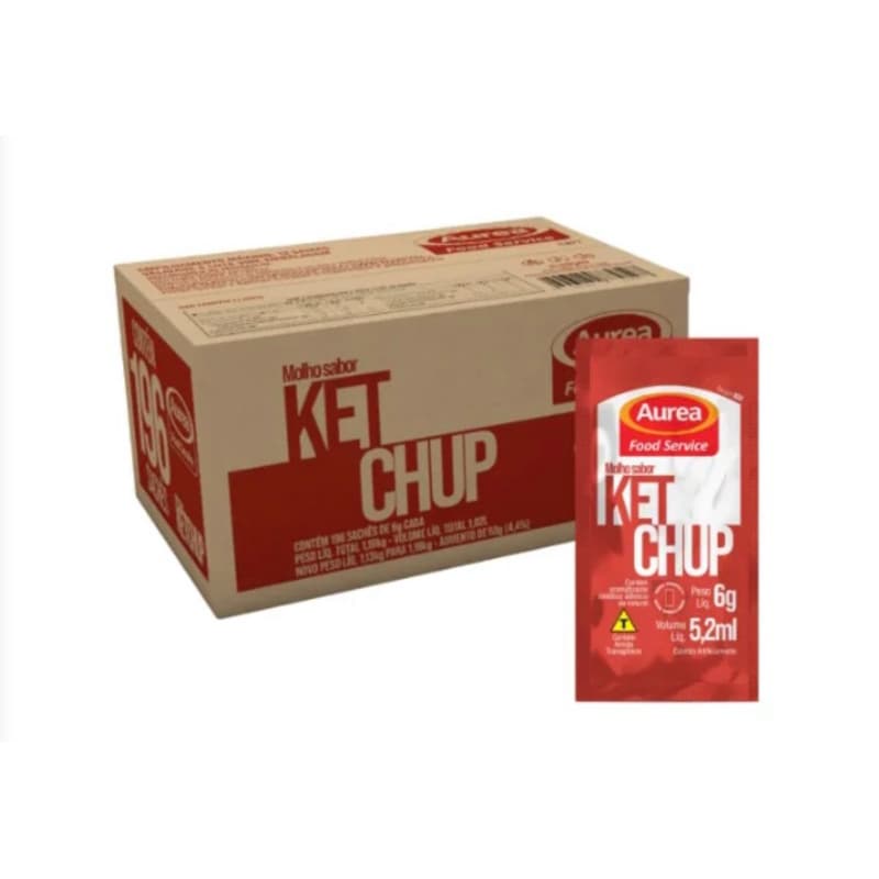 KIT 3 CAIXAS SACHÊ KETCHUP CAIXA C/ 196 UNIDADES ÁUREA