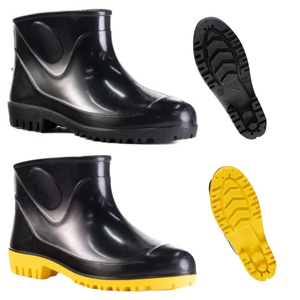 Bota PVC Impermeável/Antiderrapante Preta Cano Curto CA 40681 para uso Profissional e Doméstico
