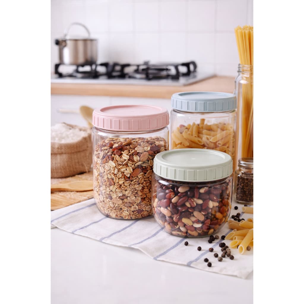 Conjunto 3 Potes Plástico com Tampa Hermética Sortida 450ml 1000ml 1600ml PP Livre BPA
