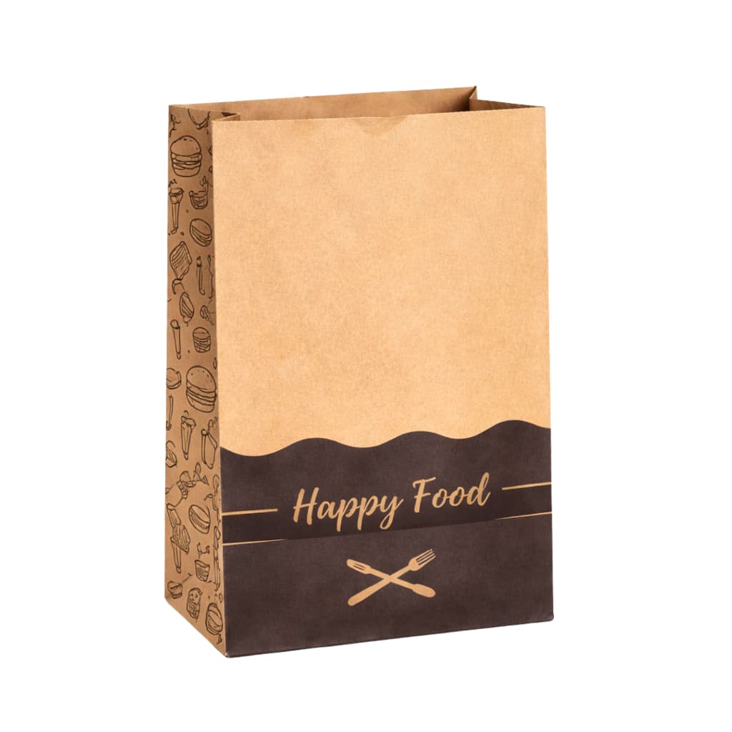 Saco Papel Kraft P 28x18x11 Estampado - Delivery e Lanches - Sem Alça - Kit Atacado