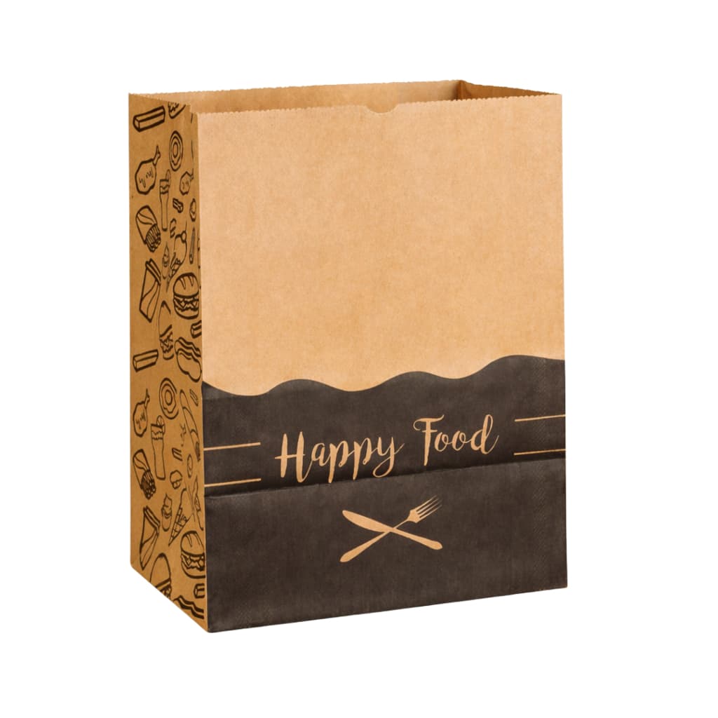 Saco Papel Kraft M 30x24x14 Estampado - Delivery e Lanches - Sem Alça - Kit Atacado
