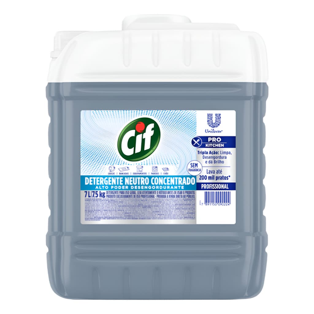 Detergente Neutro Profissional 7l Cif - IDEAL PARA COZINHAS INDUSTRIAIS.