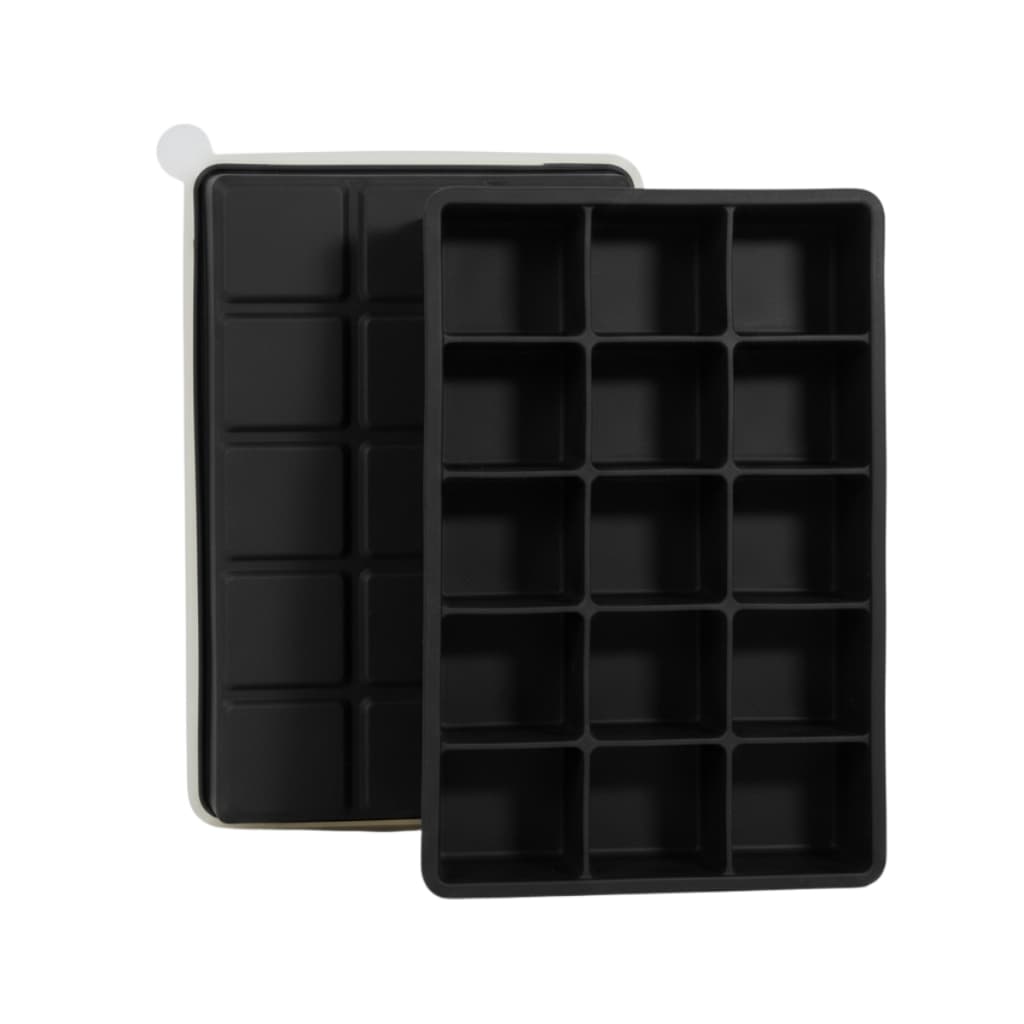 SYMEON Forma de Gelo Preta de Silicone C/ Tampa 15 Cubos Livre de BPA