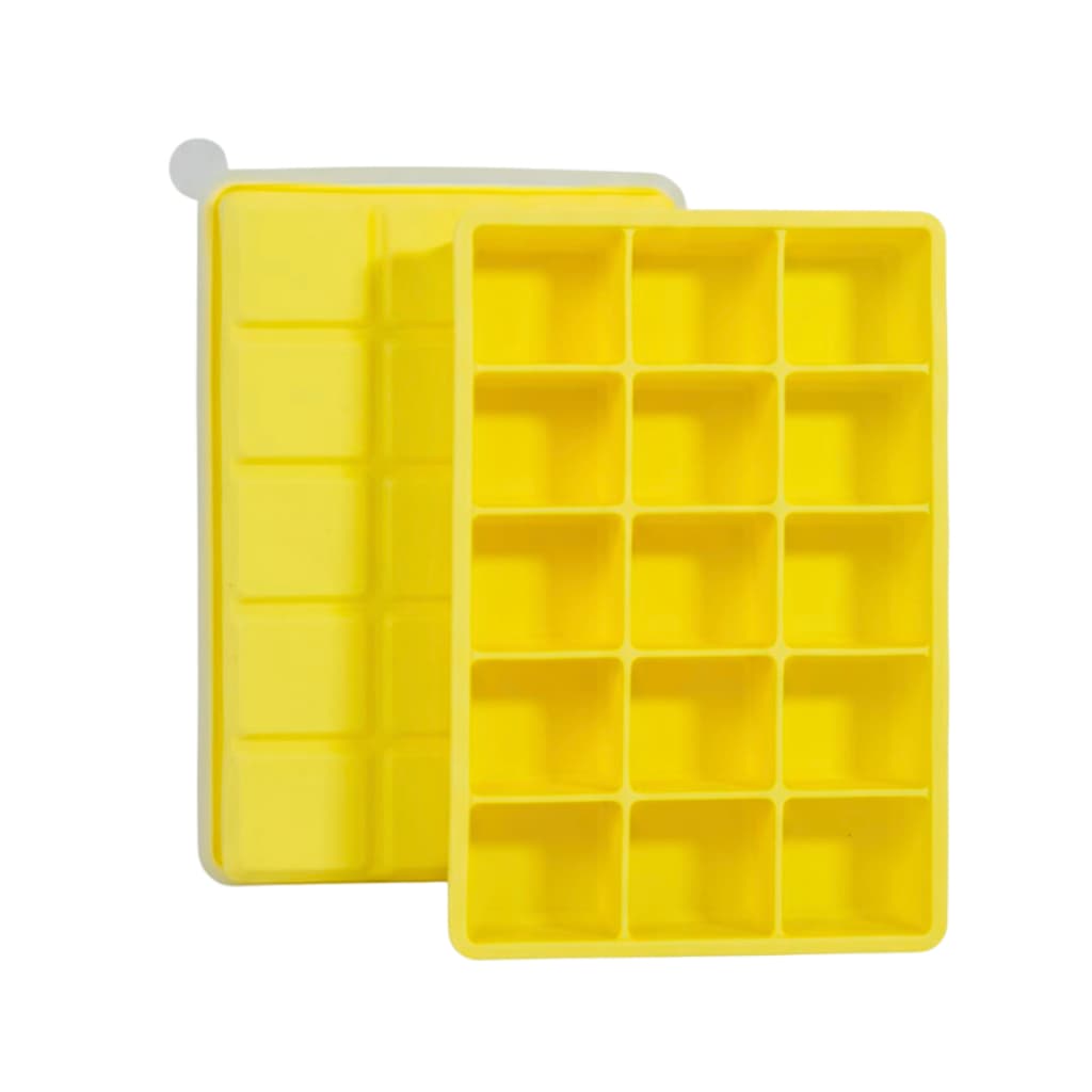SYMEON Forma de Gelo Amarelo de Silicone C/ Tampa 15 Cubos Livre de BPA