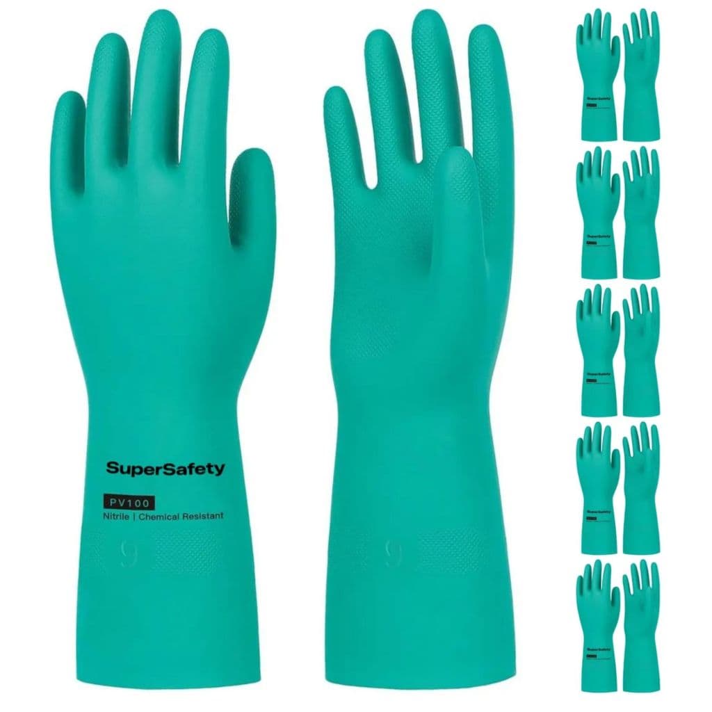 Kit 06 Luva Nitrílica Verde CA 33334 Com Forro Produtos Quimicos Cozinha Limpeza Louça Anti-Alérgica