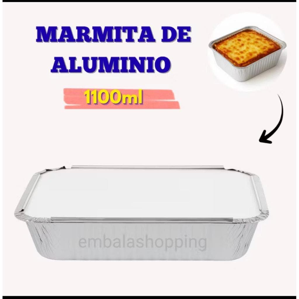 Bandeja M170 retangular alumínio 1100ml pacote c/ 100un -  Marmita - PRA VIAGEM