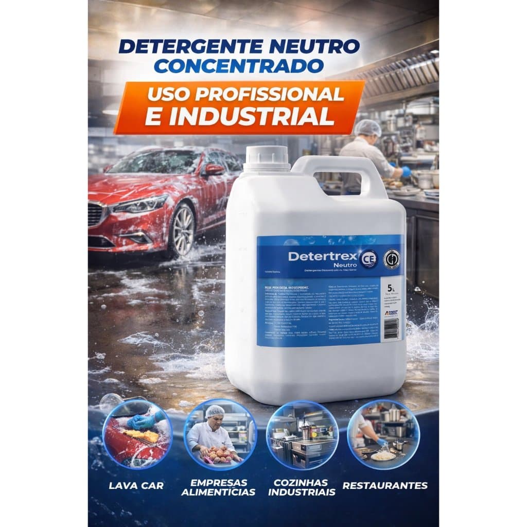 Detergente Neutro Concentrado 5L Profissional Industrial Lava Louças Restaurantes Cozinhas Lava Car Empresas Alimentícia