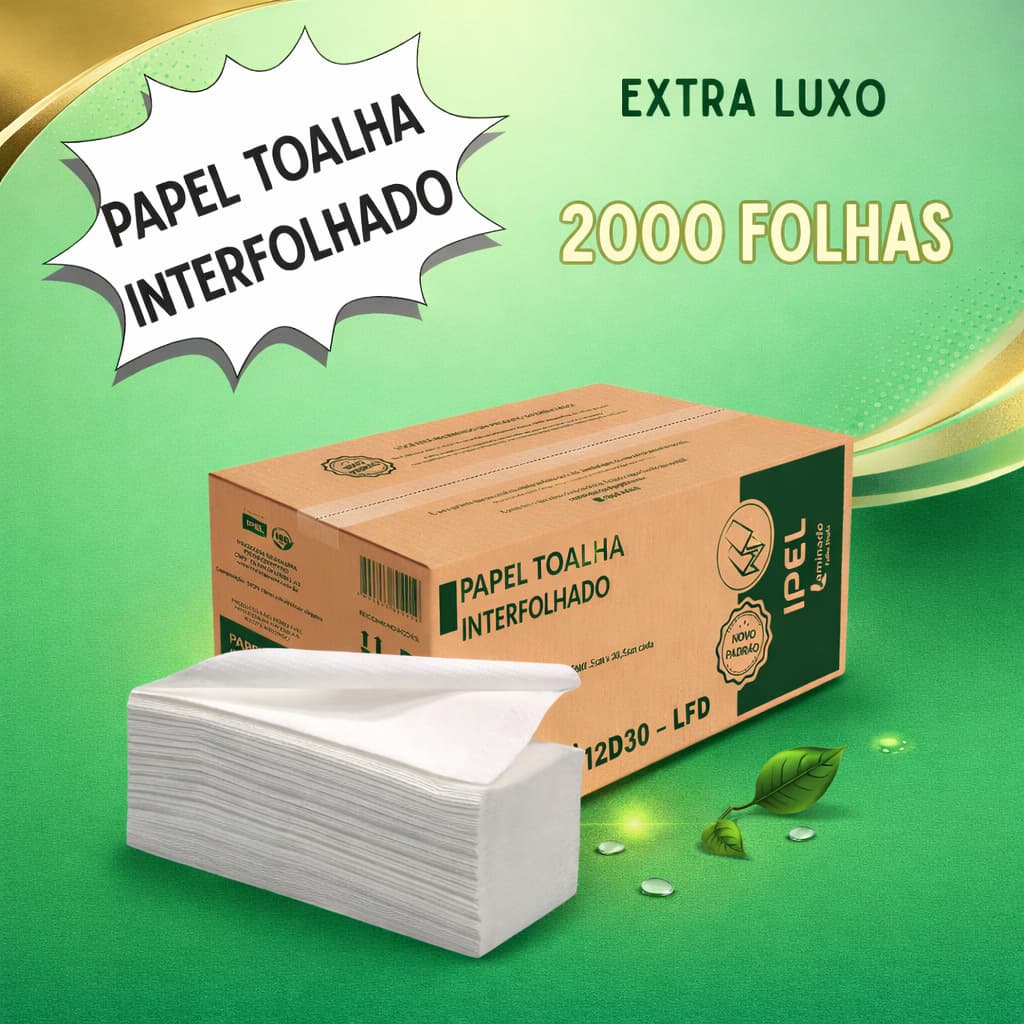 Papel Toalha Interfolha Extra Luxo Folha Dupla Caixa Fechada C/2000 Ipel