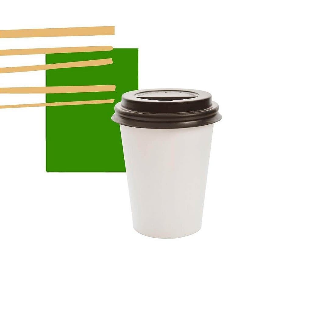 Copo Papel Branco 200ml Bio C/ Tampa Bico Preta - 1.000un