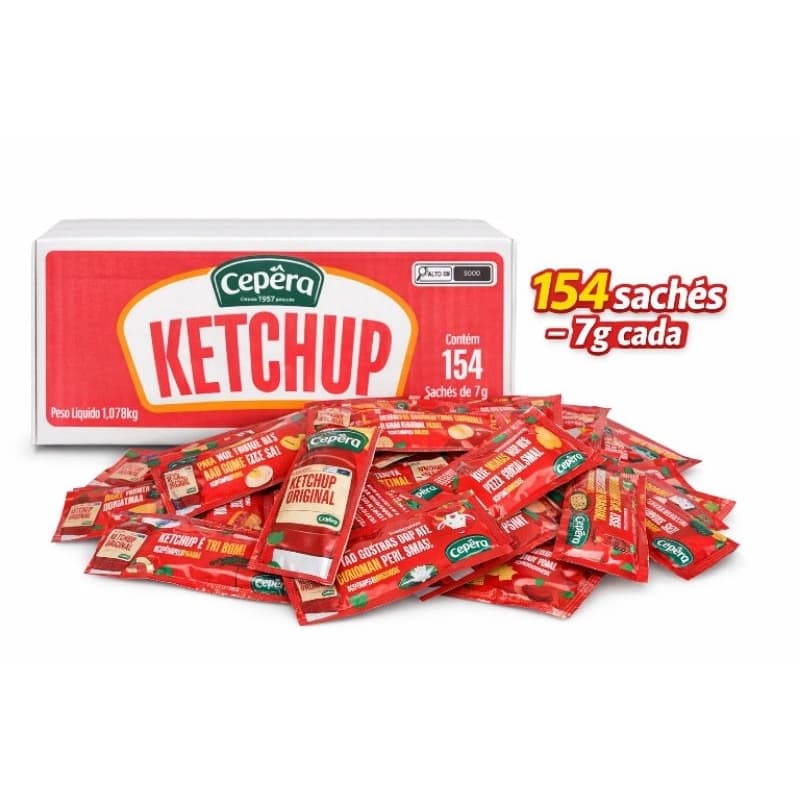 Ketchup Cepêra Original Sachê 7g Caixa Com 154 Unidades Restaurante Delivery