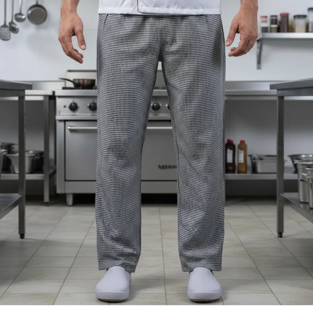 Calça Pied Poule Xadrez Cozinheiro Chefe De Cozinha Trabalho