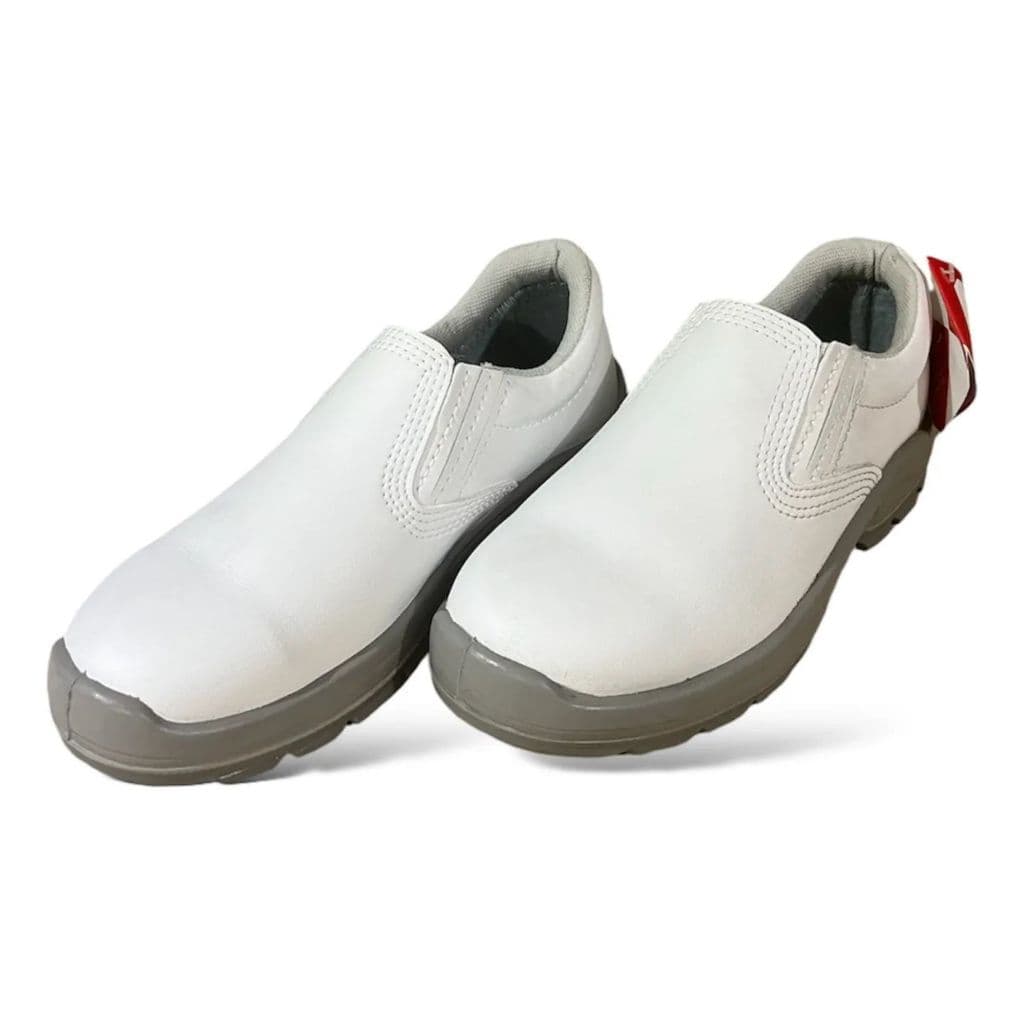 Sapato de Elástico Bracol Segurança Antiderrapante Couro Branco Industria Uso Geral Epi 2626CSEB0600LS Bico Pu